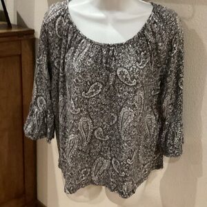Michael Kors Black and White Paisley Blouse
